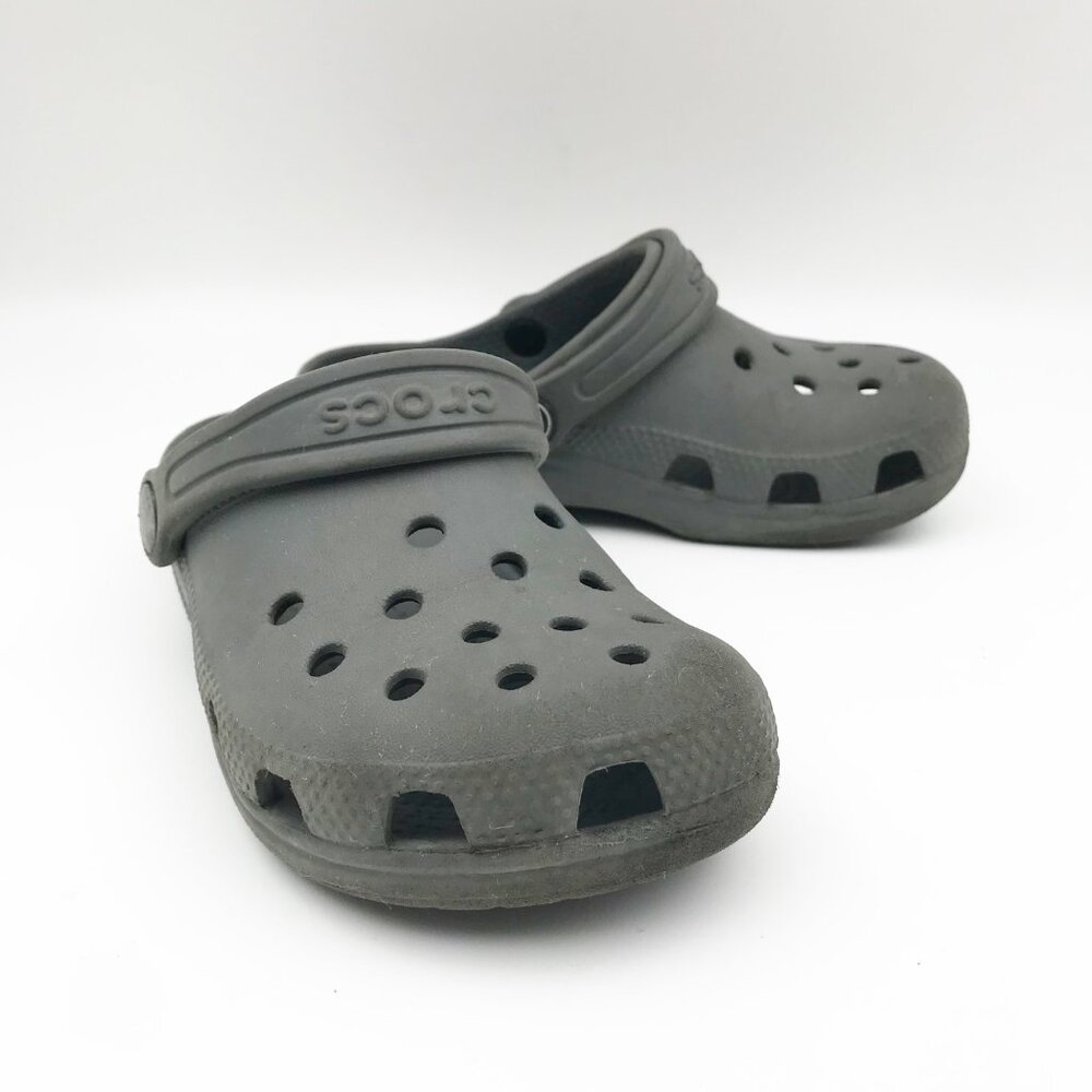 CROCS Classic Gray Slip On Rubber Clogs Youth 11